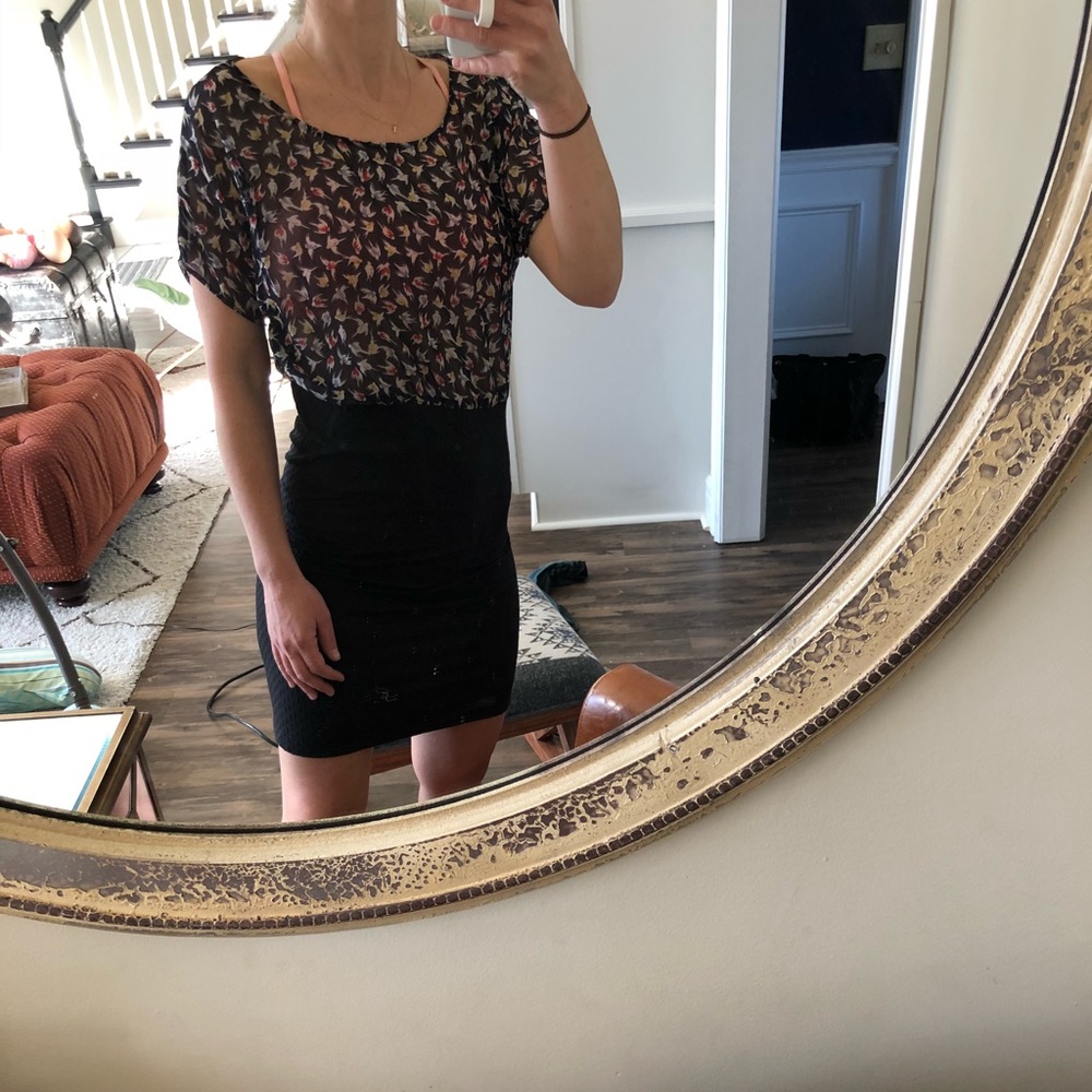Navy and red mini dress